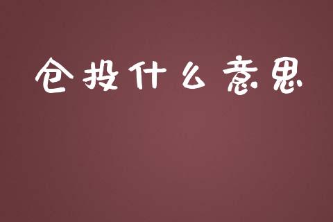 仓投什么意思_https://cj.lansai.wang_期货问答_第1张