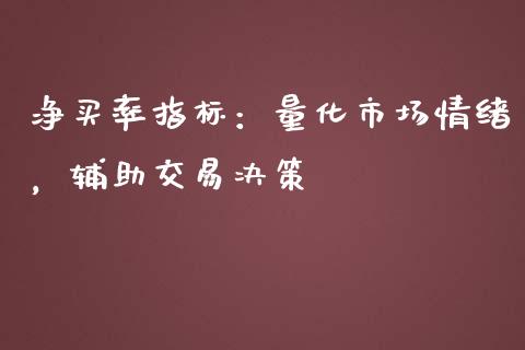 净买率指标：量化市场情绪，辅助交易决策_https://cj.lansai.wang_会计问答_第1张