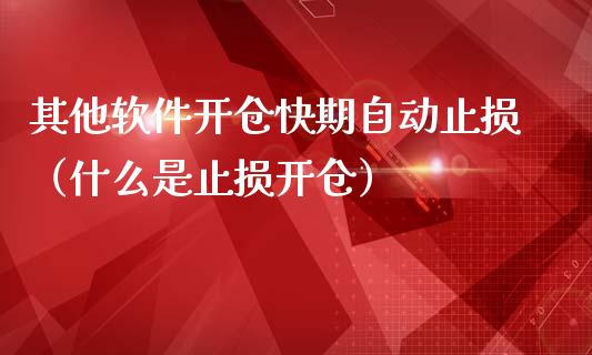 其他软件开仓快期自动止损（什么是止损开仓）_https://cj.lansai.wang_会计问答_第1张