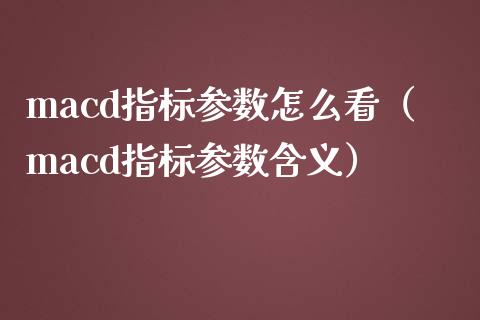 macd指标参数怎么看（macd指标参数含义）_https://cj.lansai.wang_会计问答_第1张