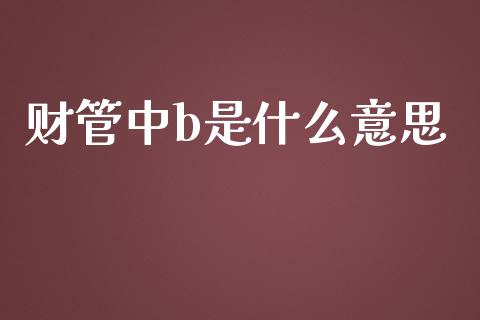 财管中b是什么意思_https://cj.lansai.wang_会计问答_第1张