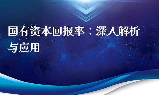 国有资本回报率：深入解析与应用_https://cj.lansai.wang_理财问答_第1张