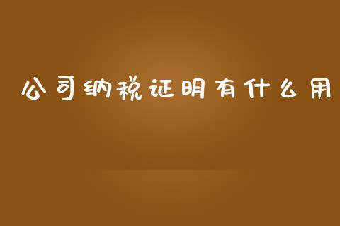 公司纳税证明有什么用_https://cj.lansai.wang_会计问答_第1张