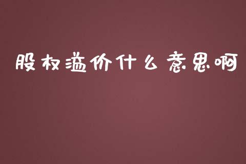 股权溢价什么意思啊_https://cj.lansai.wang_会计问答_第1张