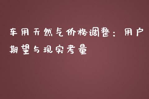 车用天然气价格调整：用户期望与现实考量_https://cj.lansai.wang_保险问答_第1张