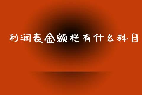 利润表金额栏有什么科目_https://cj.lansai.wang_会计问答_第1张