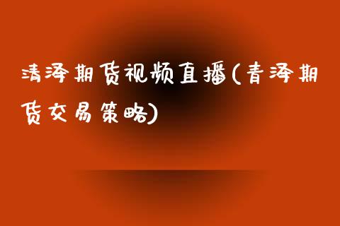 清泽期货视频直播(青泽期货交易策略)_https://cj.lansai.wang_期货问答_第1张