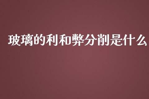 玻璃的利和弊分削是什么_https://cj.lansai.wang_财经问答_第1张