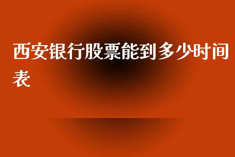 西安银行股票能到多少时间表_https://cj.lansai.wang_股市问答_第1张