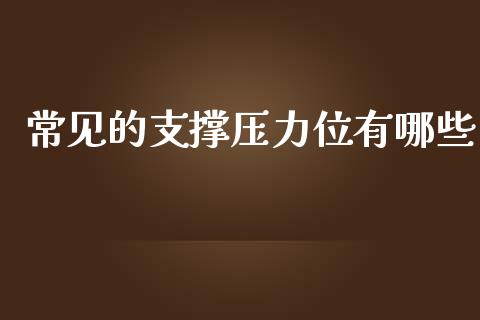 常见的支撑压力位有哪些_https://cj.lansai.wang_财经问答_第1张