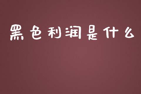 黑色利润是什么_https://cj.lansai.wang_会计问答_第1张