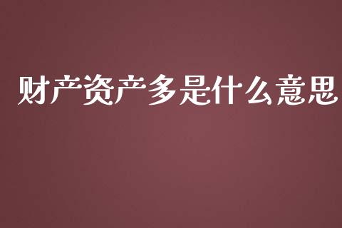 财产资产多是什么意思_https://cj.lansai.wang_股市问答_第1张