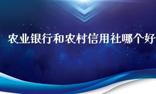 农业银行和农村信用社哪个好_https://cj.lansai.wang_股市问答_第1张