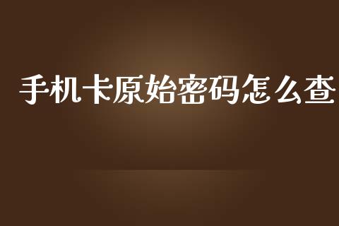 手机卡原始密码怎么查_https://cj.lansai.wang_保险问答_第1张