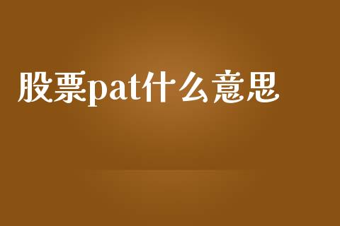 股票pat什么意思_https://cj.lansai.wang_股市问答_第1张