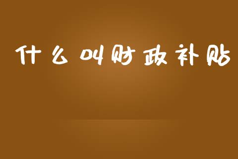 什么叫财政补贴_https://cj.lansai.wang_会计问答_第1张