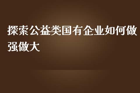 探索公益类国有企业如何做强做大_https://cj.lansai.wang_财经百问_第1张