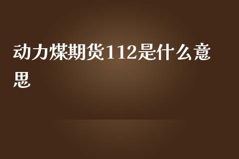 动力煤期货112是什么意思_https://cj.lansai.wang_股市问答_第1张