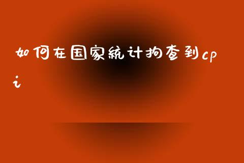 如何在国家统计拘查到cpi_https://cj.lansai.wang_金融问答_第1张