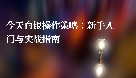 今天白银操作策略：新手入门与实战指南_https://cj.lansai.wang_股市问答_第1张