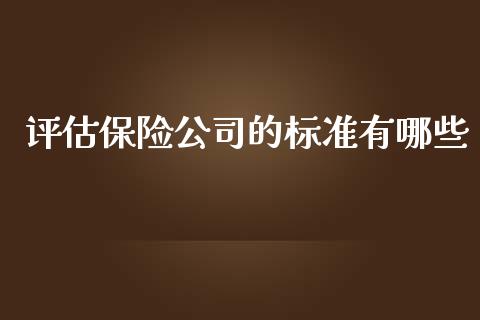 评估保险公司的标准有哪些_https://cj.lansai.wang_理财问答_第1张