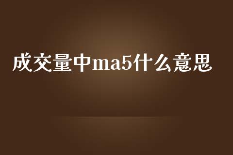 成交量中ma5什么意思_https://cj.lansai.wang_股市问答_第1张