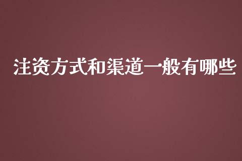 注资方式和渠道一般有哪些_https://cj.lansai.wang_财经问答_第1张