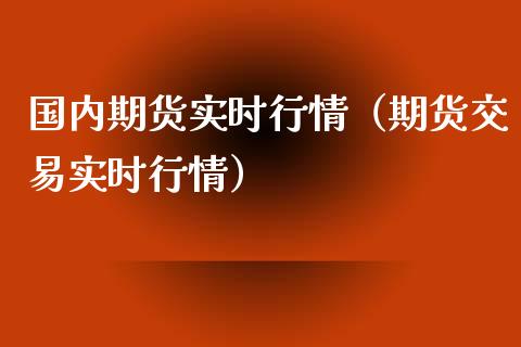 国内期货实时行情（期货交易实时行情）_https://cj.lansai.wang_理财问答_第1张