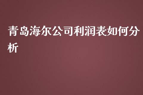 青岛海尔公司利润表如何分析_https://cj.lansai.wang_金融问答_第1张