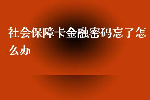 社会保障卡金融密码忘了怎么办_https://cj.lansai.wang_保险问答_第1张