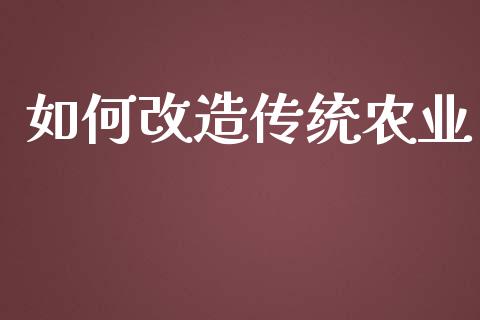 如何改造传统农业_https://cj.lansai.wang_股市问答_第1张