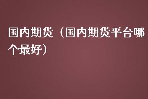 国内期货（国内期货平台哪个最好）_https://cj.lansai.wang_金融问答_第1张