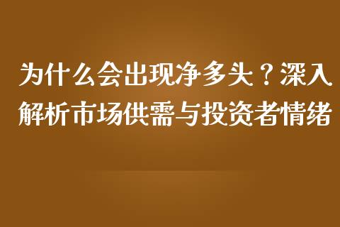 为什么会出现净多头？深入解析市场供需与投资者情绪_https://cj.lansai.wang_金融问答_第1张