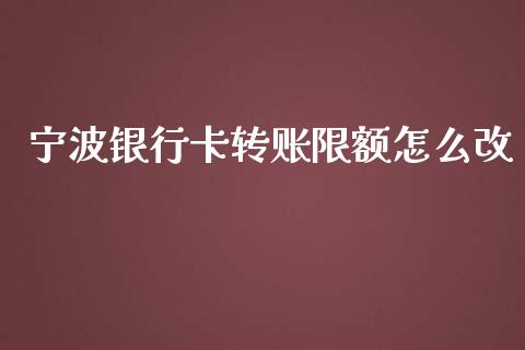 宁波银行卡转账限额怎么改_https://cj.lansai.wang_金融问答_第1张