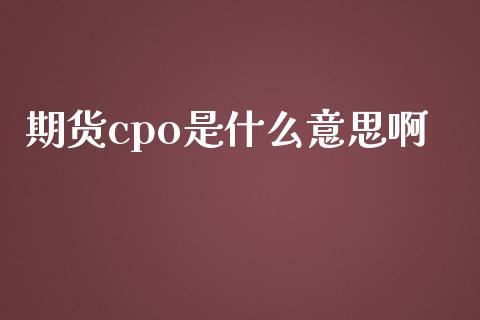 期货cpo是什么意思啊_https://cj.lansai.wang_财经百问_第1张