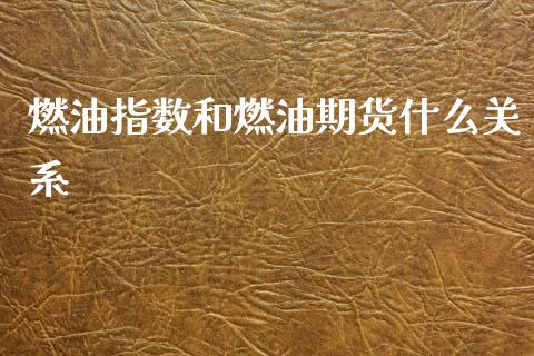 燃油指数和燃油期货什么关系_https://cj.lansai.wang_财经问答_第1张