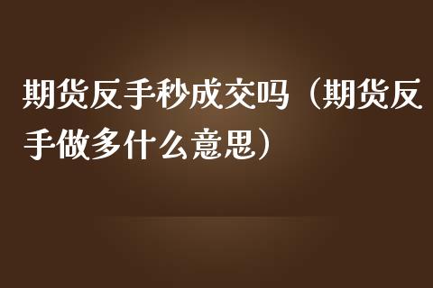 期货反手秒成交吗（期货反手做多什么意思）_https://cj.lansai.wang_财经问答_第1张