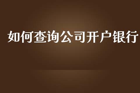 如何查询公司开户银行_https://cj.lansai.wang_理财问答_第1张