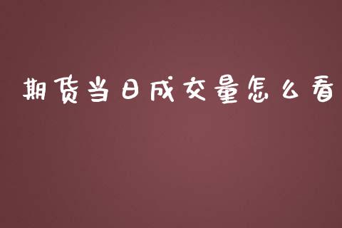 期货当日成交量怎么看_https://cj.lansai.wang_股市问答_第1张