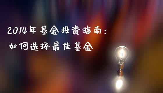 2014年基金投资指南：如何选择最佳基金_https://cj.lansai.wang_股市问答_第1张