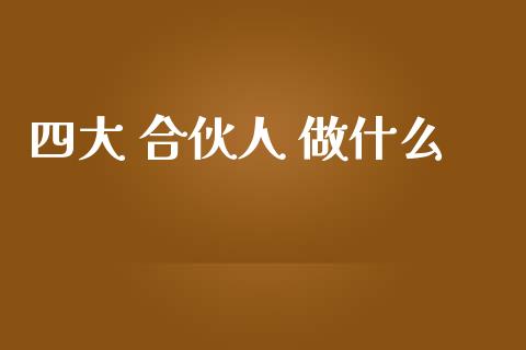 四大 合伙人 做什么_https://cj.lansai.wang_会计问答_第1张