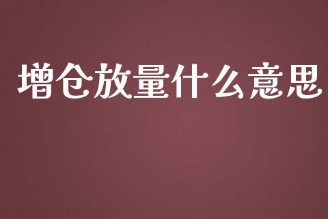 增仓放量什么意思_https://cj.lansai.wang_会计问答_第1张