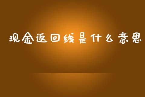 现金返回线是什么意思_https://cj.lansai.wang_会计问答_第1张