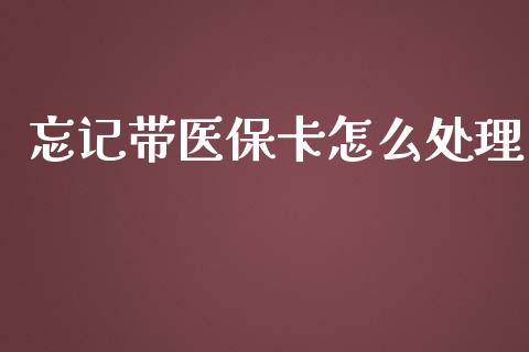 忘记带医保卡怎么处理_https://cj.lansai.wang_保险问答_第1张